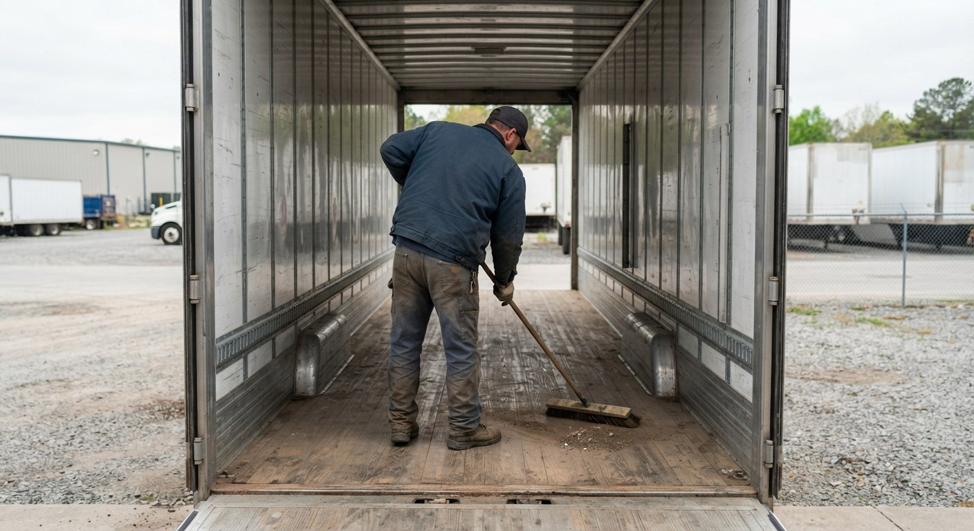 A driver completing an inspection